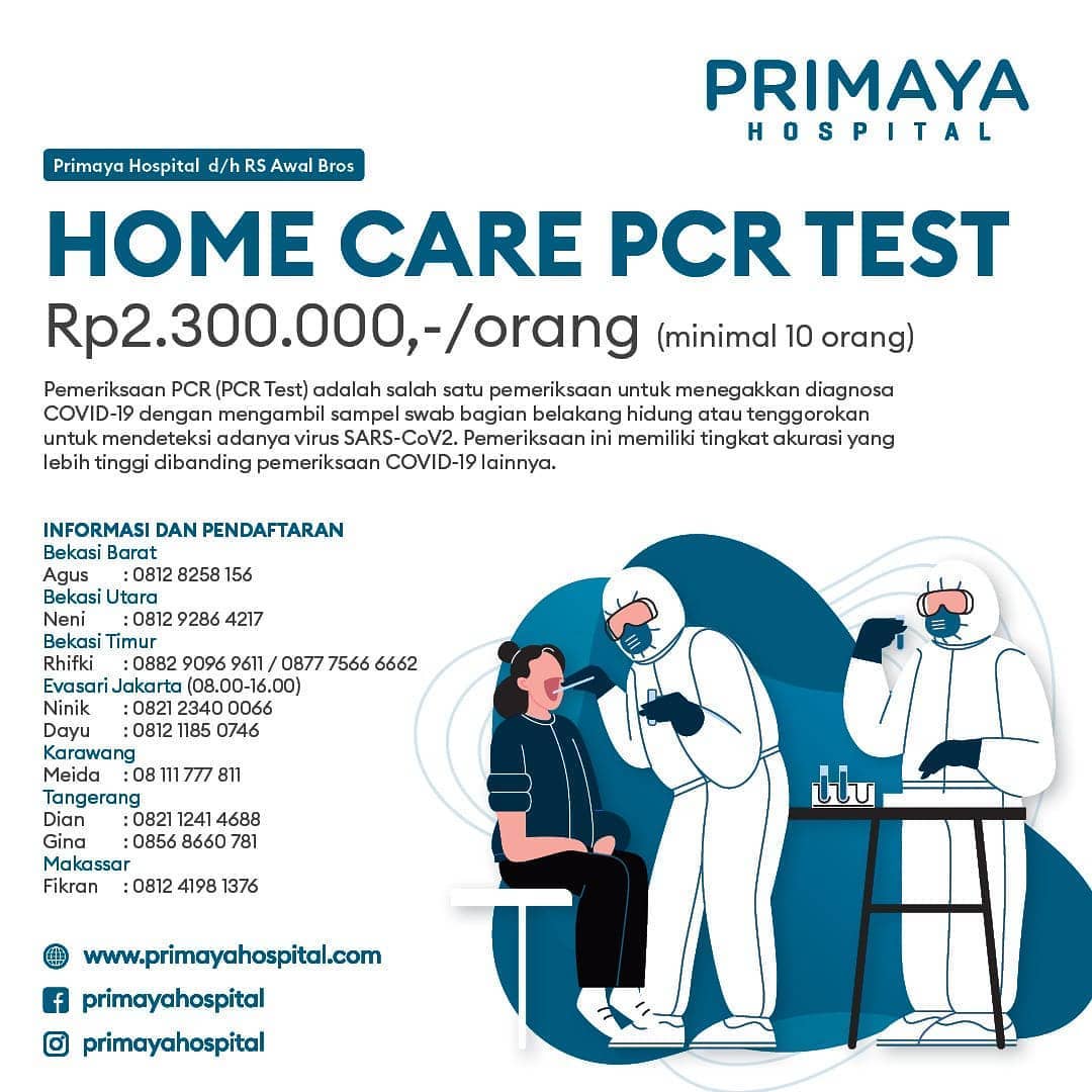 Home Care Pcr Test Minimal 10 Orang Primaya Hospital